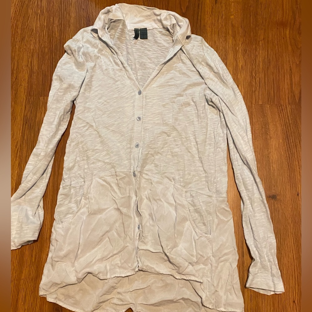 Anthropologie heathered pale blue long top size S